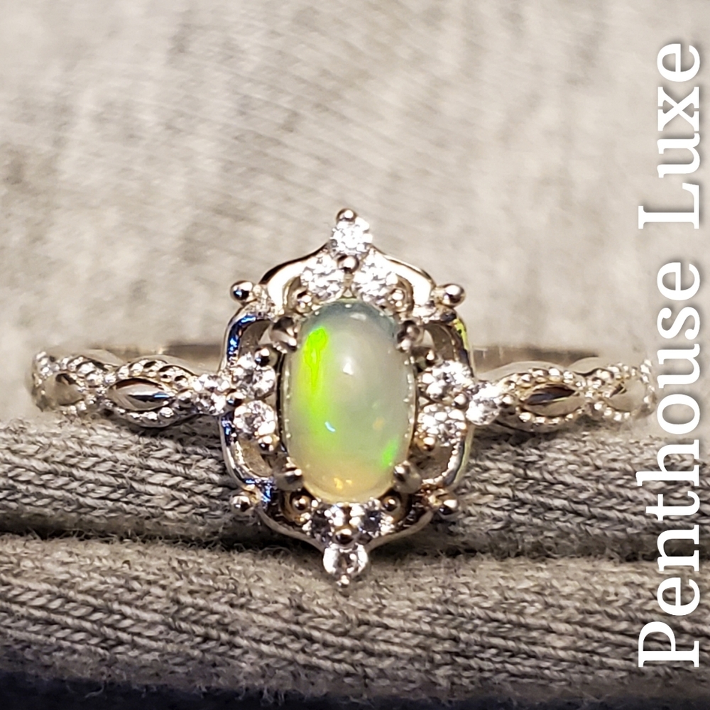 REAL Natural Opal Dome Oval Cut Sterling Silver Ring - Picture 3 of 6